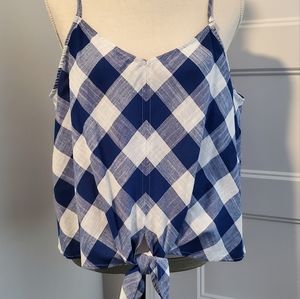 Spaghetti Straps/ Summer Top Tank Blue/white check Pattern